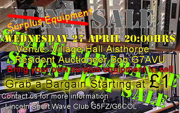 Surplus Equipment Sale 27th April 2016